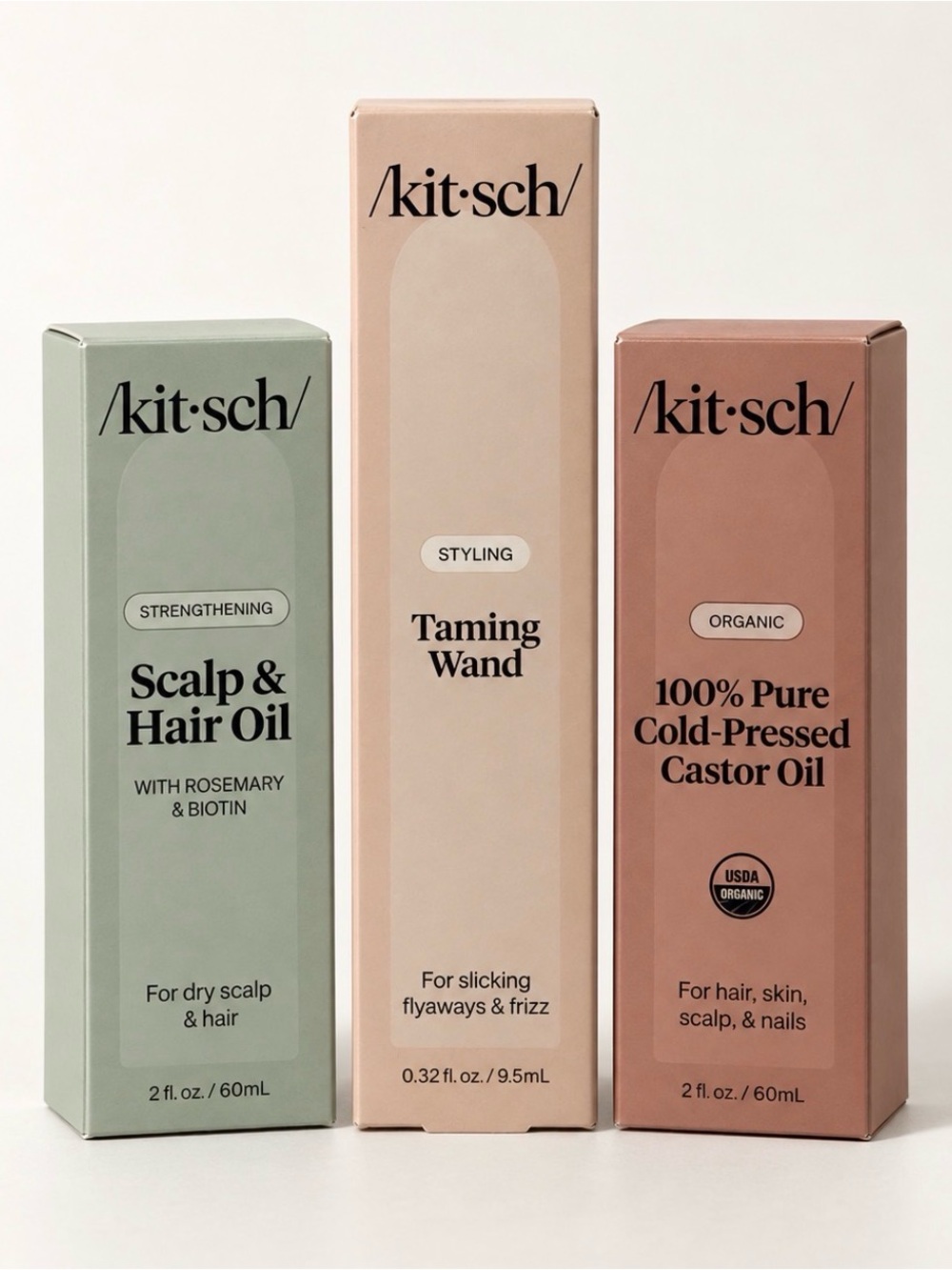 NEW • Kitsch Hair Oil + Styling Set • Castor + Rosemary Biotin + Wand